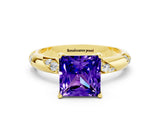 Yellow gold Princess Cut Solitaire Diamond Engagement Ring with Twisted Pave Band and Four-Prong Setting