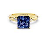 Yellow gold Princess Cut Solitaire Diamond Engagement Ring with Twisted Pave Band and Four-Prong Setting