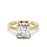 18K Yellow Gold 1.00 Carat D VS1 Princess Cut Solitaire Diamond Ring with Flower-Prong Setting and Classic Band