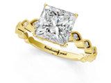 Yellow gold Princess Cut Solitaire Diamond Ring with Infinity Twist Band and Four-Prong Setting_10