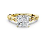 Yellow gold Princess Cut Solitaire Diamond Ring with Infinity Twist Band and Four-Prong Setting_9