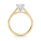 Yellow gold Princess Cut Solitaire Diamond Ring with Pave Band and Four-Prong Setting 2