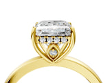Yellow gold Princess Cut Solitaire Diamond Ring with Prong Setting and Plain Band_11