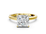 Yellow gold Princess Cut Solitaire Diamond Ring with Prong Setting and Plain Band_7