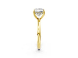 Yellow gold Princess Cut Solitaire Diamond Ring with Prong Setting and Plain Band_9