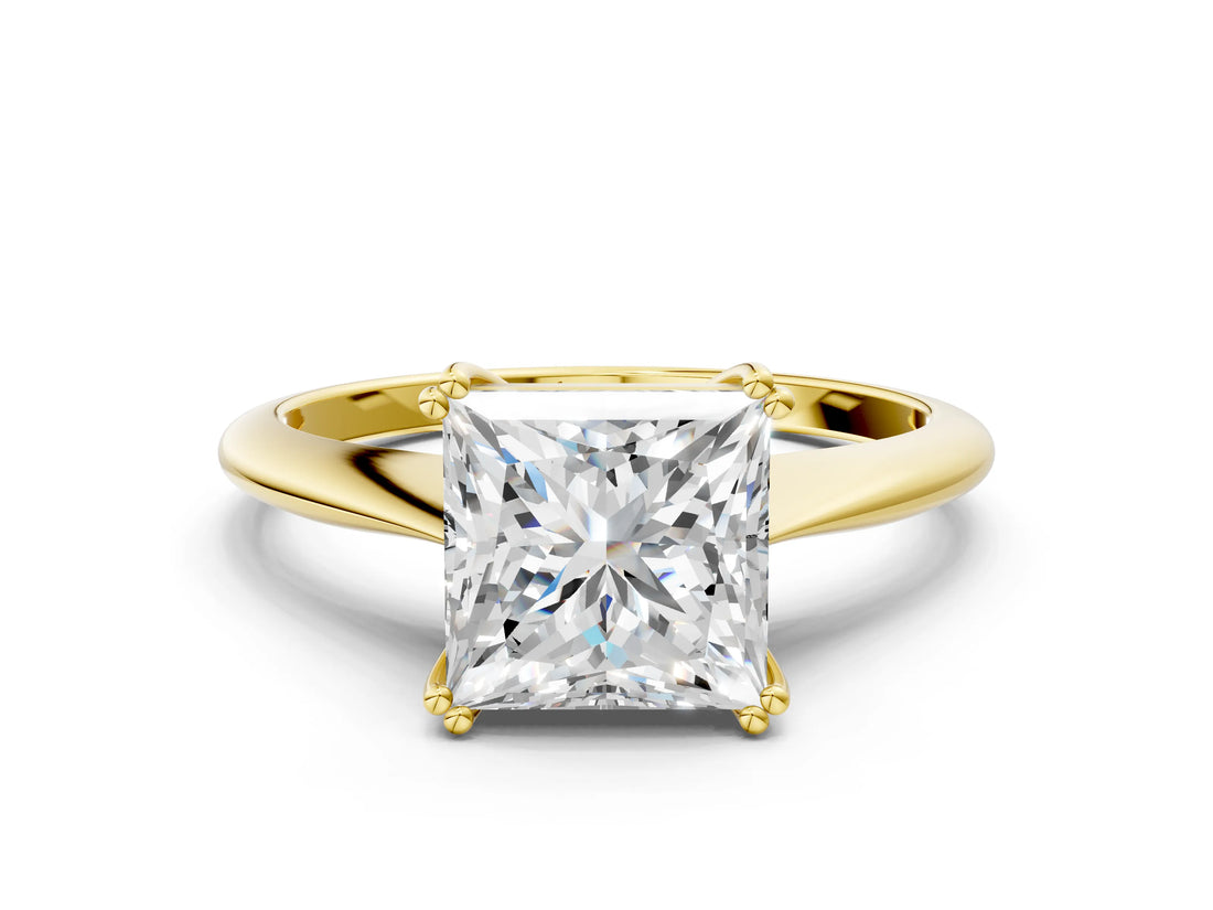 Yellow gold Princess Cut Solitaire Diamond Ring with Six-Prong Setting and Classic Band_3