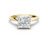 Yellow gold Princess Cut Solitaire Diamond Ring with Six-Prong Setting and Classic Band_3