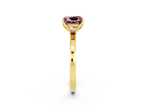 Yellow gold Princess Cut Solitaire Diamond Ring with Thin Band and Four-Prong Setting_2