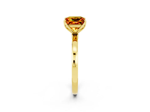 Yellow gold Princess Cut Solitaire Diamond Ring with Thin Band and Four-Prong Setting_2