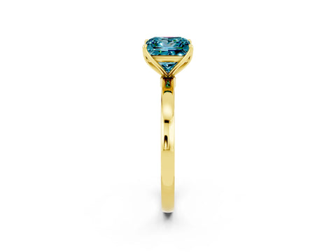 Yellow gold Princess Cut Solitaire Diamond Ring with Thin Band and Four-Prong Setting_2