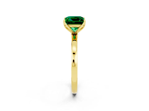 Yellow gold Princess Cut Solitaire Diamond Ring with Thin Band and Four-Prong Setting_2