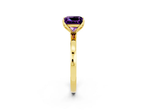 Yellow gold Princess Cut Solitaire Diamond Ring with Thin Band and Four-Prong Setting_2