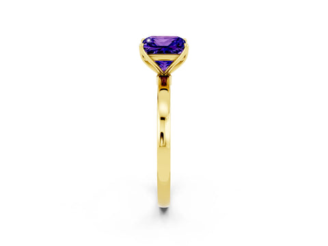 Yellow gold Princess Cut Solitaire Diamond Ring with Thin Band and Four-Prong Setting_2