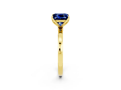 Yellow gold Princess Cut Solitaire Diamond Ring with Thin Band and Four-Prong Setting_2