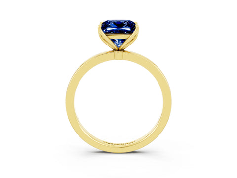 Yellow gold Princess Cut Solitaire Diamond Ring with Thin Band and Four-Prong Setting_3
