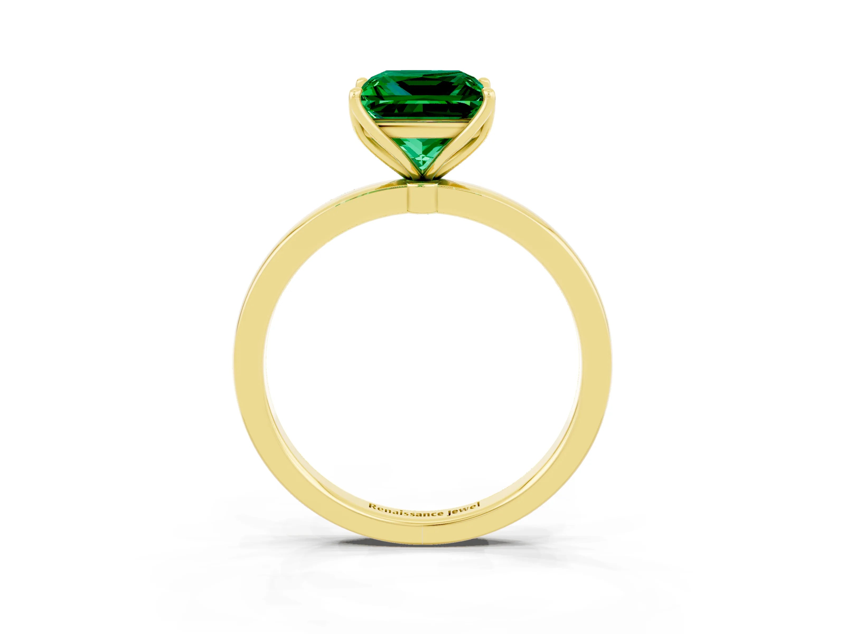 Yellow gold Princess Cut Solitaire Diamond Ring with Thin Band and Four-Prong Setting_3