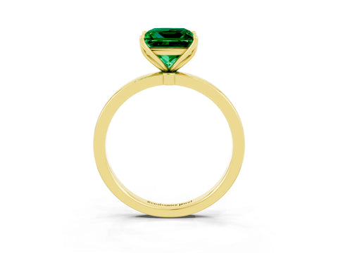 Yellow gold Princess Cut Solitaire Diamond Ring with Thin Band and Four-Prong Setting_3