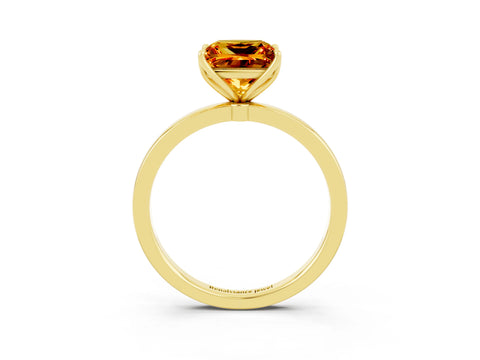 Yellow gold Princess Cut Solitaire Diamond Ring with Thin Band and Four-Prong Setting_3