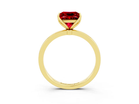 Yellow gold Princess Cut Solitaire Diamond Ring with Thin Band and Four-Prong Setting_3