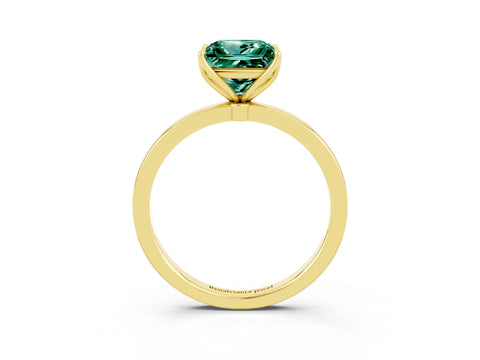 Yellow gold Princess Cut Solitaire Diamond Ring with Thin Band and Four-Prong Setting_3