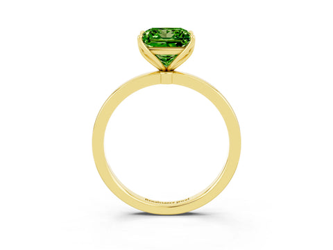 Yellow gold Princess Cut Solitaire Diamond Ring with Thin Band and Four-Prong Setting_3