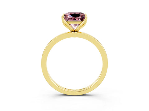 Yellow gold Princess Cut Solitaire Diamond Ring with Thin Band and Four-Prong Setting_3