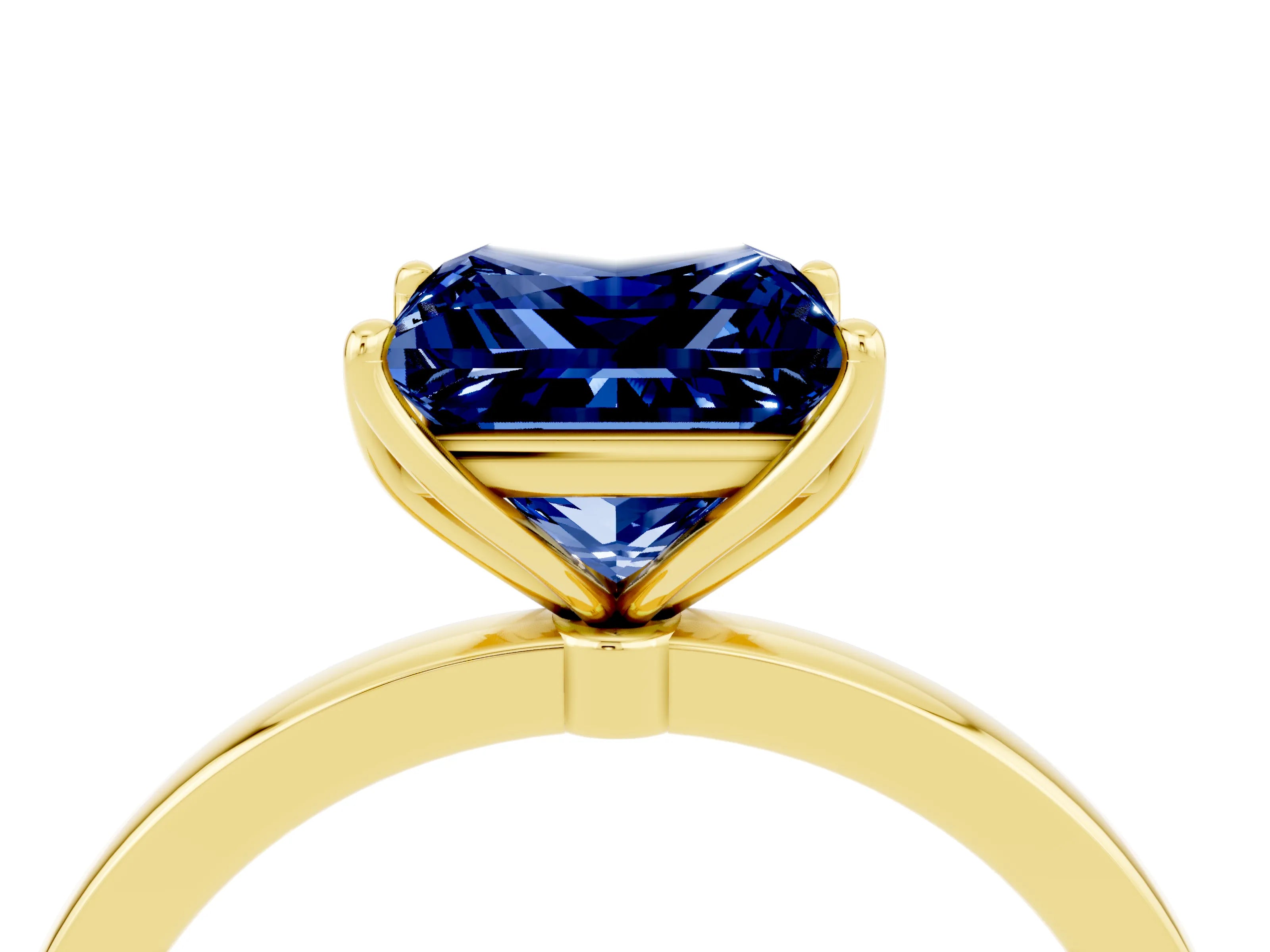 Yellow gold Princess Cut Solitaire Diamond Ring with Thin Band and Four-Prong Setting_4