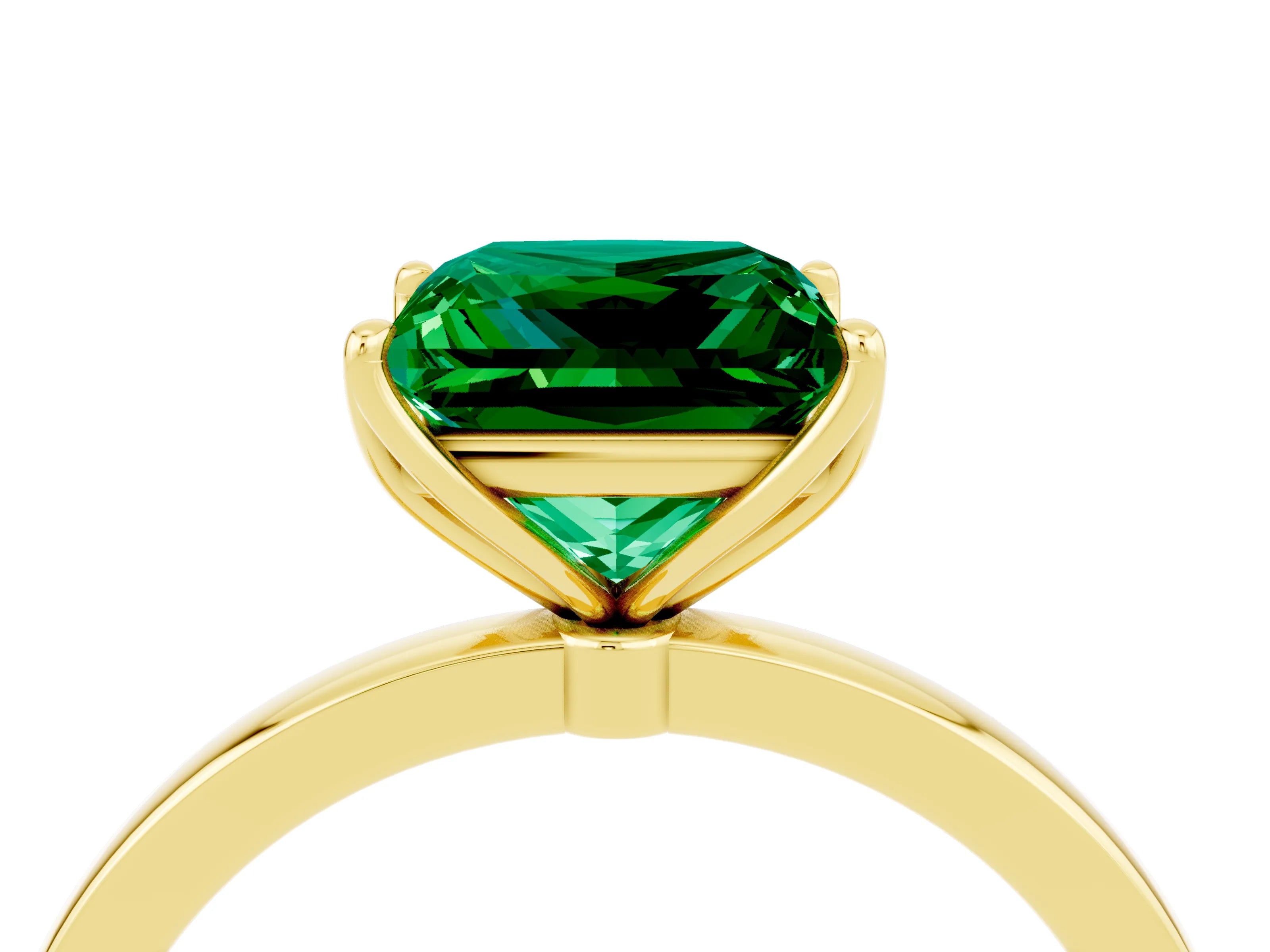 Yellow gold Princess Cut Solitaire Diamond Ring with Thin Band and Four-Prong Setting_4