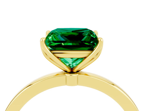 Yellow gold Princess Cut Solitaire Diamond Ring with Thin Band and Four-Prong Setting_4