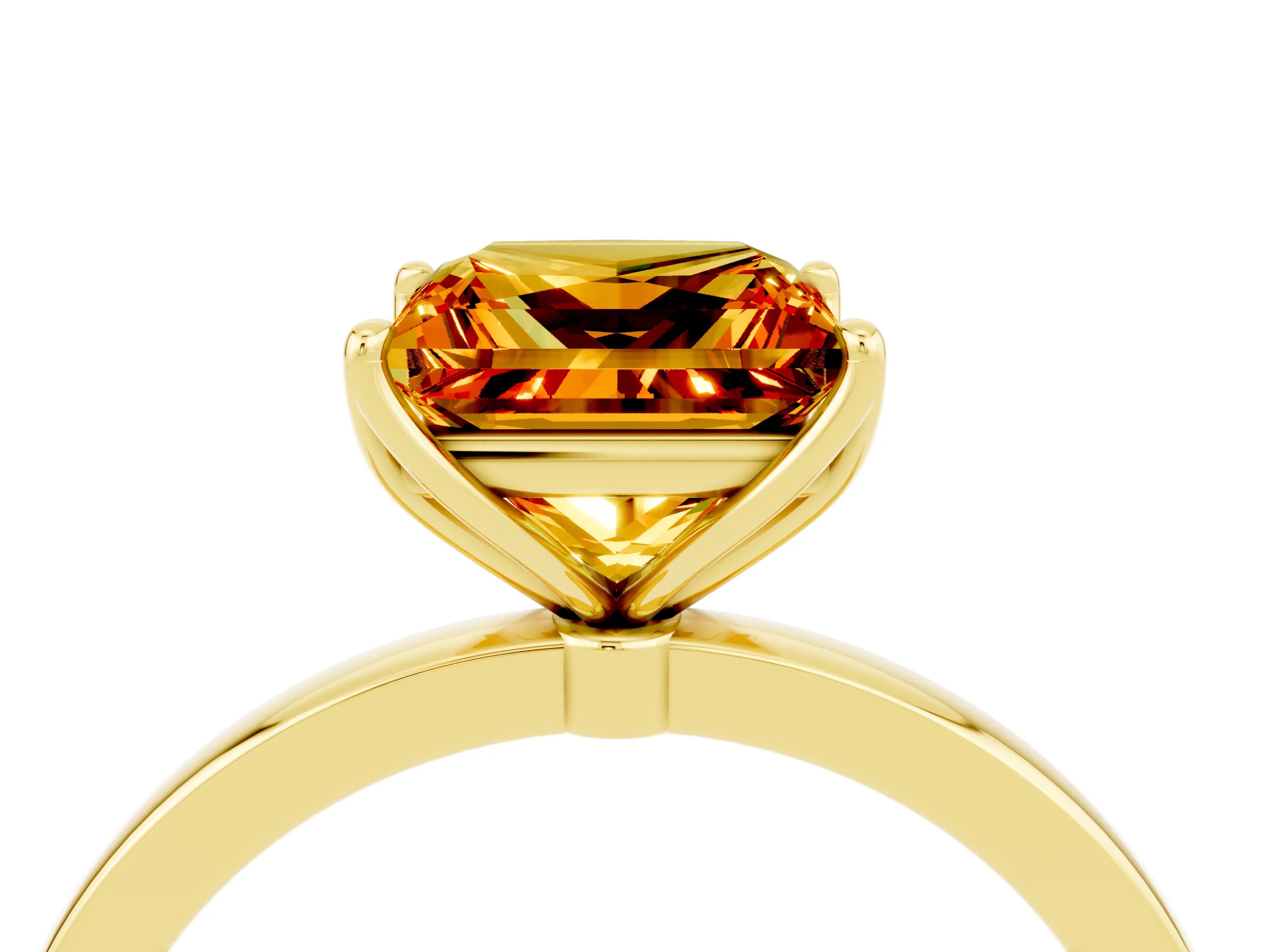 Yellow gold Princess Cut Solitaire Diamond Ring with Thin Band and Four-Prong Setting_4