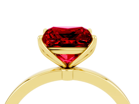 Yellow gold Princess Cut Solitaire Diamond Ring with Thin Band and Four-Prong Setting_4