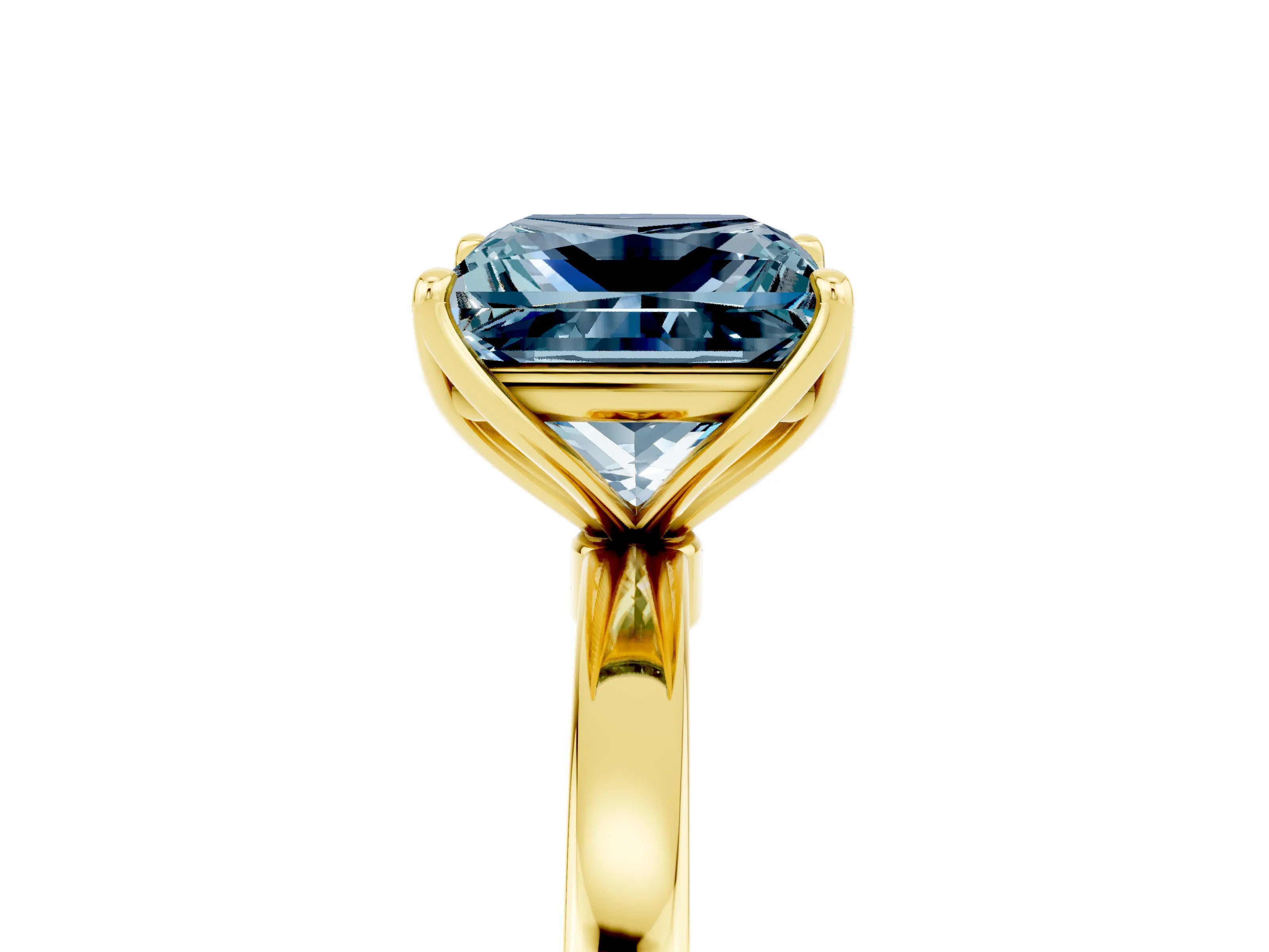 Yellow gold Princess Cut Solitaire Diamond Ring with Thin Band and Four-Prong Setting_5