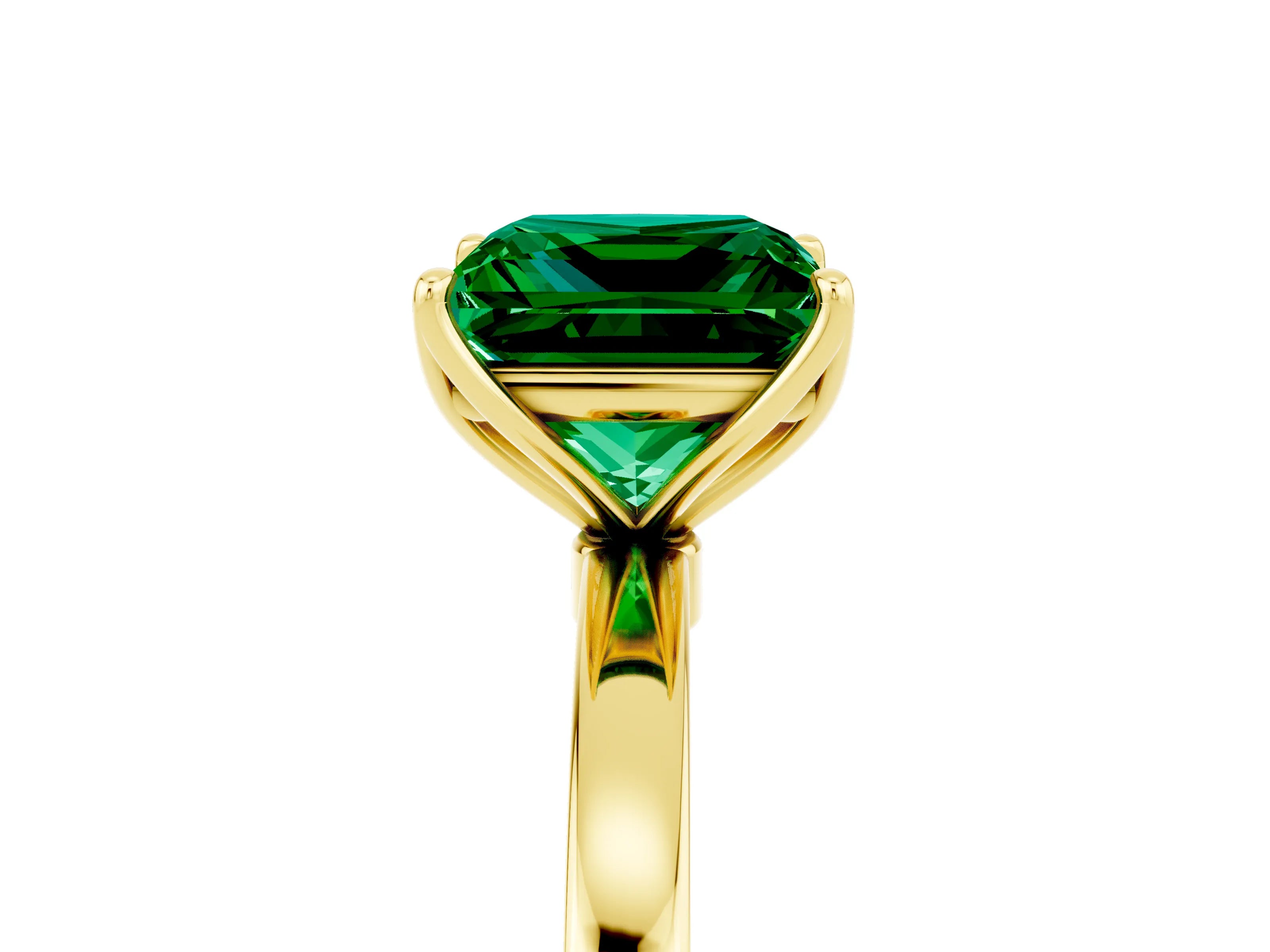 Yellow gold Princess Cut Solitaire Diamond Ring with Thin Band and Four-Prong Setting_5