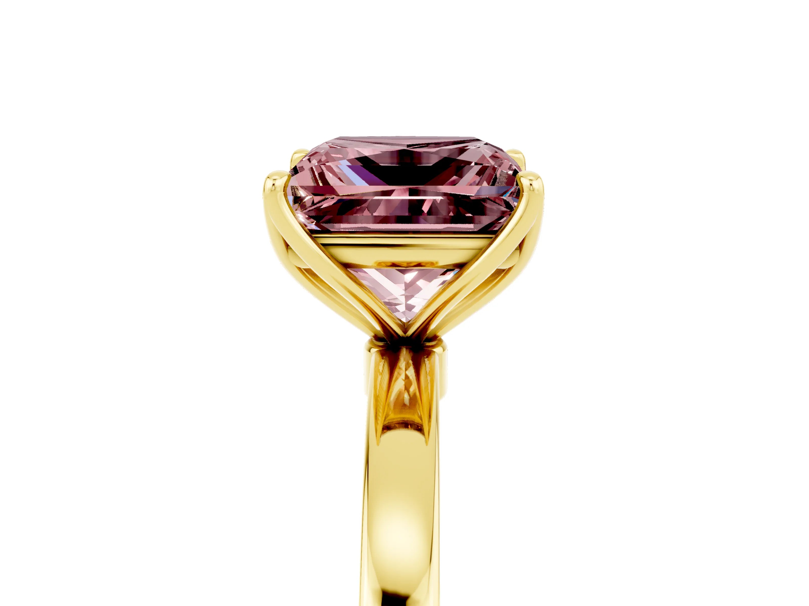 Yellow gold Princess Cut Solitaire Diamond Ring with Thin Band and Four-Prong Setting_5
