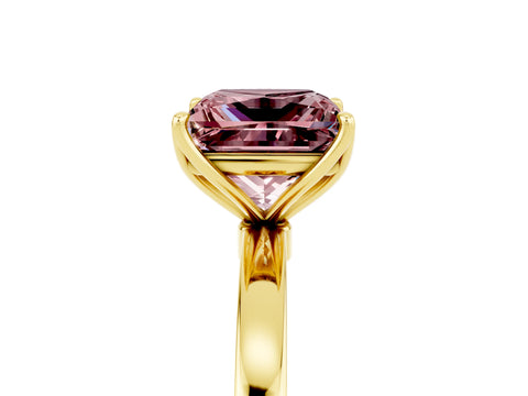 Yellow gold Princess Cut Solitaire Diamond Ring with Thin Band and Four-Prong Setting_5