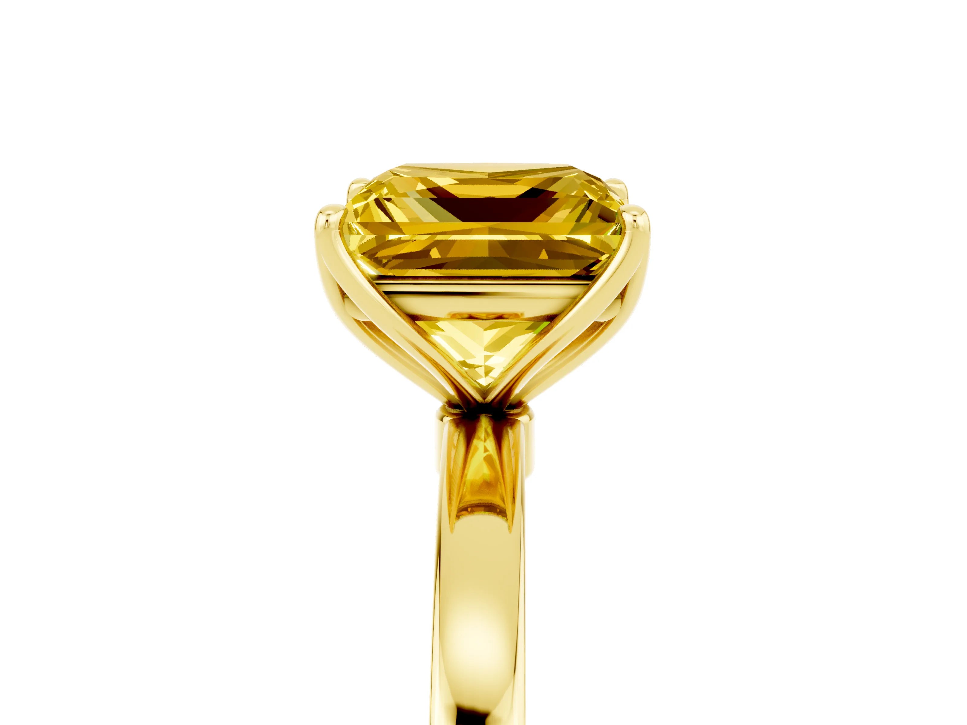 Yellow gold Princess Cut Solitaire Diamond Ring with Thin Band and Four-Prong Setting_5