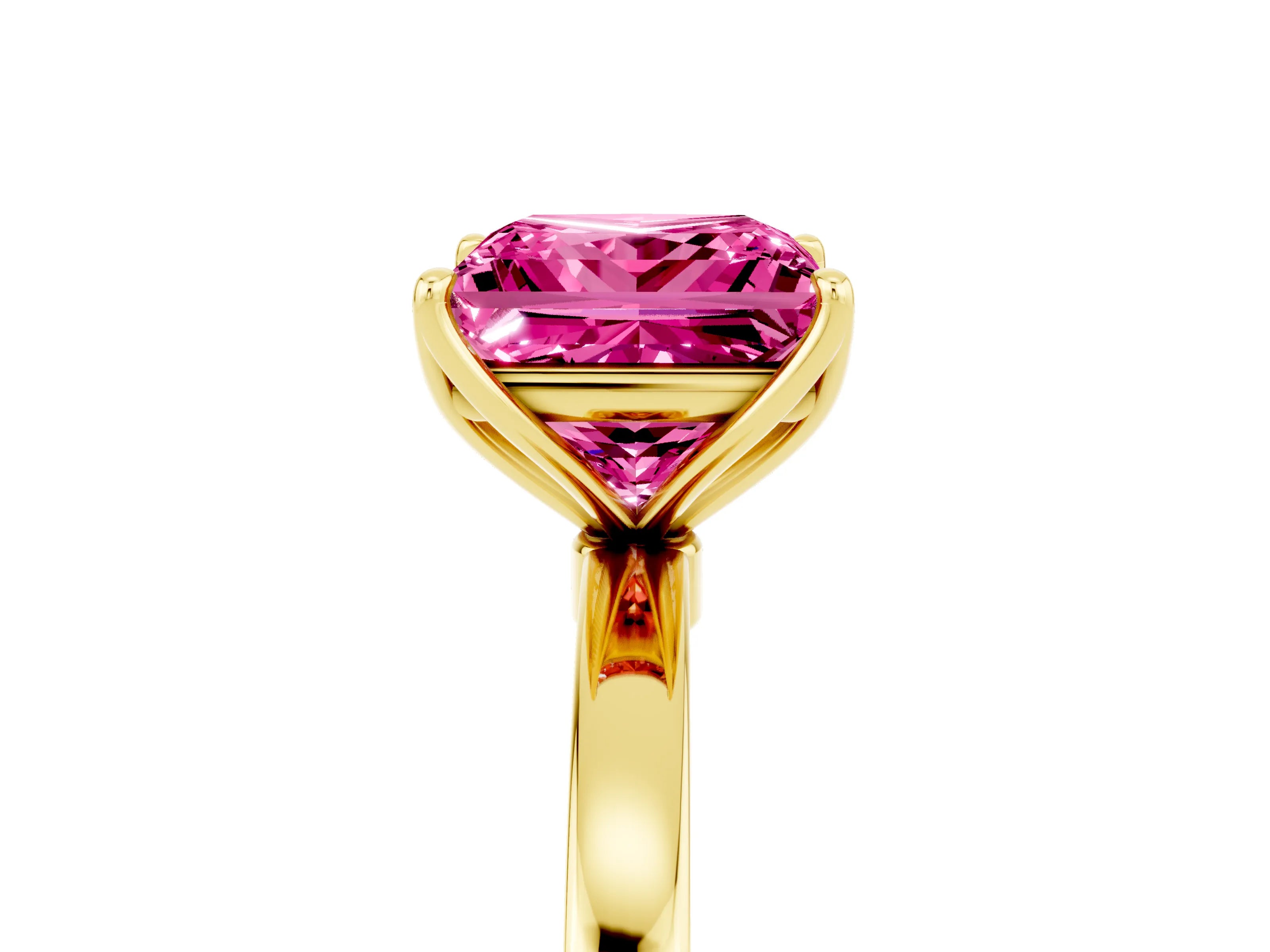Yellow gold Princess Cut Solitaire Diamond Ring with Thin Band and Four-Prong Setting_5