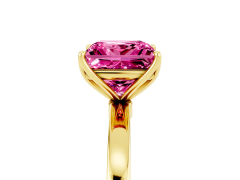 Yellow gold Princess Cut Solitaire Diamond Ring with Thin Band and Four-Prong Setting_5