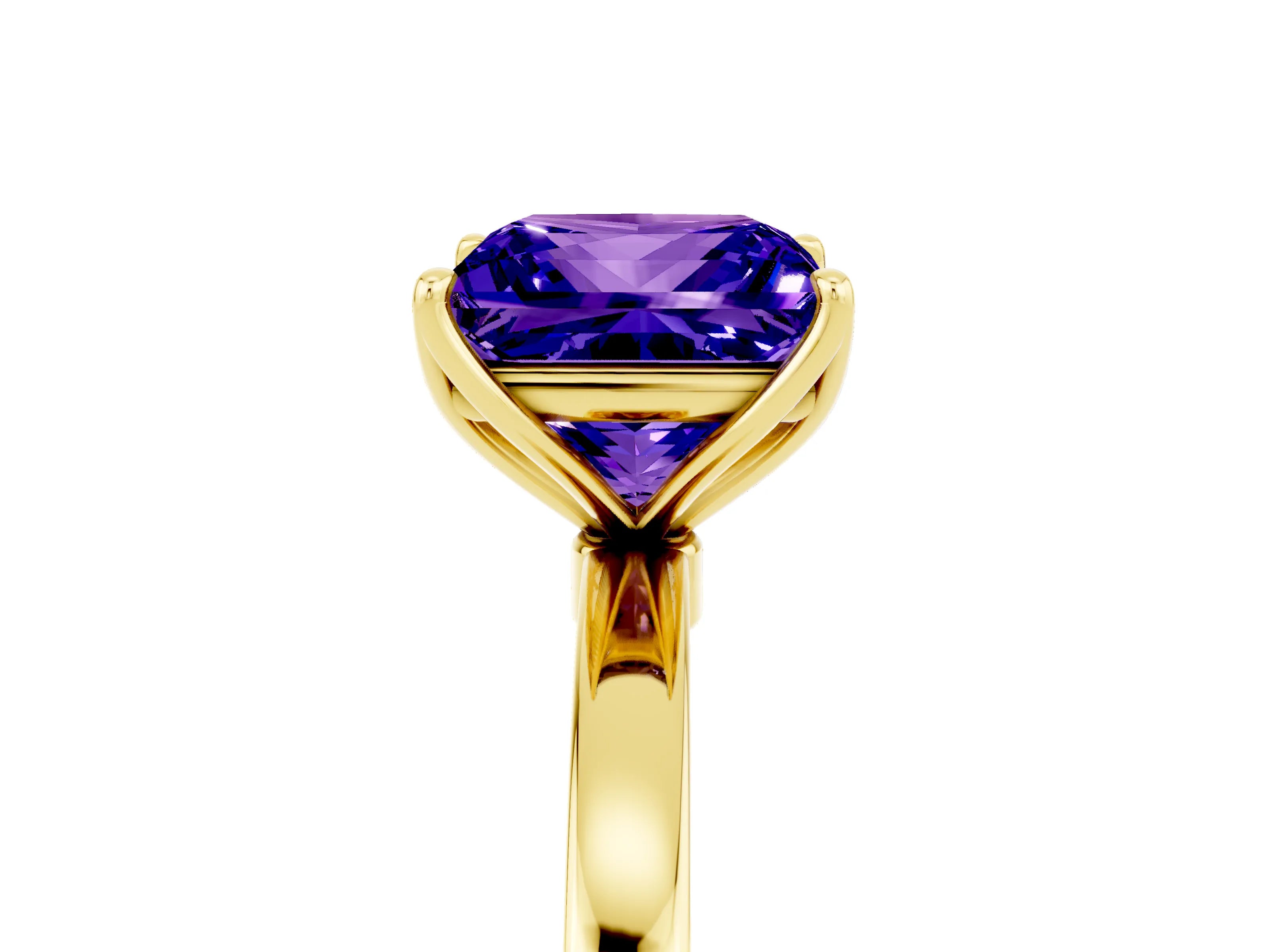 Yellow gold Princess Cut Solitaire Diamond Ring with Thin Band and Four-Prong Setting_5