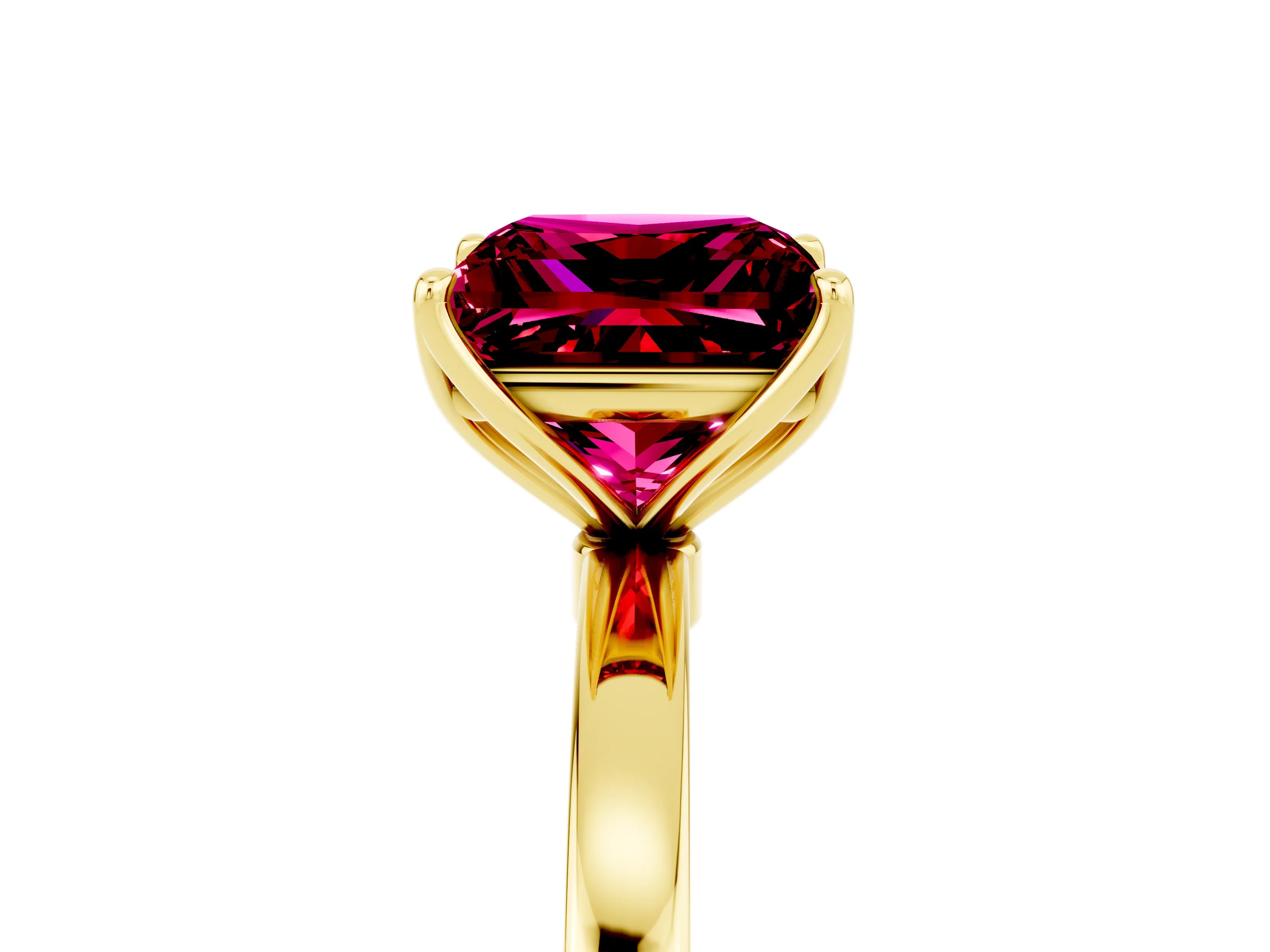 Yellow gold Princess Cut Solitaire Diamond Ring with Thin Band and Four-Prong Setting_5