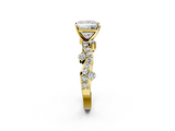Yellow gold Princess Cut Solitaire Diamond Twisted Band with Pave Setting_137