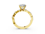 Yellow gold Princess Cut Solitaire Diamond Twisted Band with Pave Setting_138