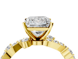 Yellow gold Princess Cut Solitaire Diamond Twisted Band with Pave Setting_139