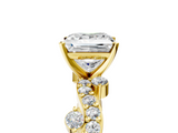 Yellow gold Princess Cut Solitaire Diamond Twisted Band with Pave Setting_140