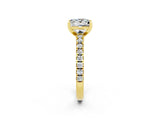 Yellow gold Princess Cut Solitaire Diamond with Pavé Band and Four-Prong Setting_2