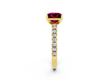 Yellow gold Princess Cut Solitaire Diamond with Pavé Band and Four-Prong Setting_2