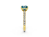 Yellow gold Princess Cut Solitaire Diamond with Pavé Band and Four-Prong Setting_2