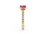 Yellow gold Princess Cut Solitaire Diamond with Pavé Band and Four-Prong Setting_2