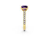 Yellow gold Princess Cut Solitaire Diamond with Pavé Band and Four-Prong Setting_2
