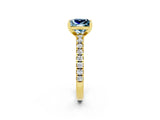 Yellow gold Princess Cut Solitaire Diamond with Pavé Band and Four-Prong Setting_2